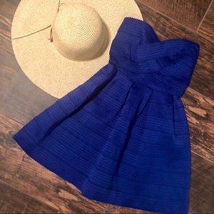 NWT Sans Souci Royal Blue Strapless A-Line